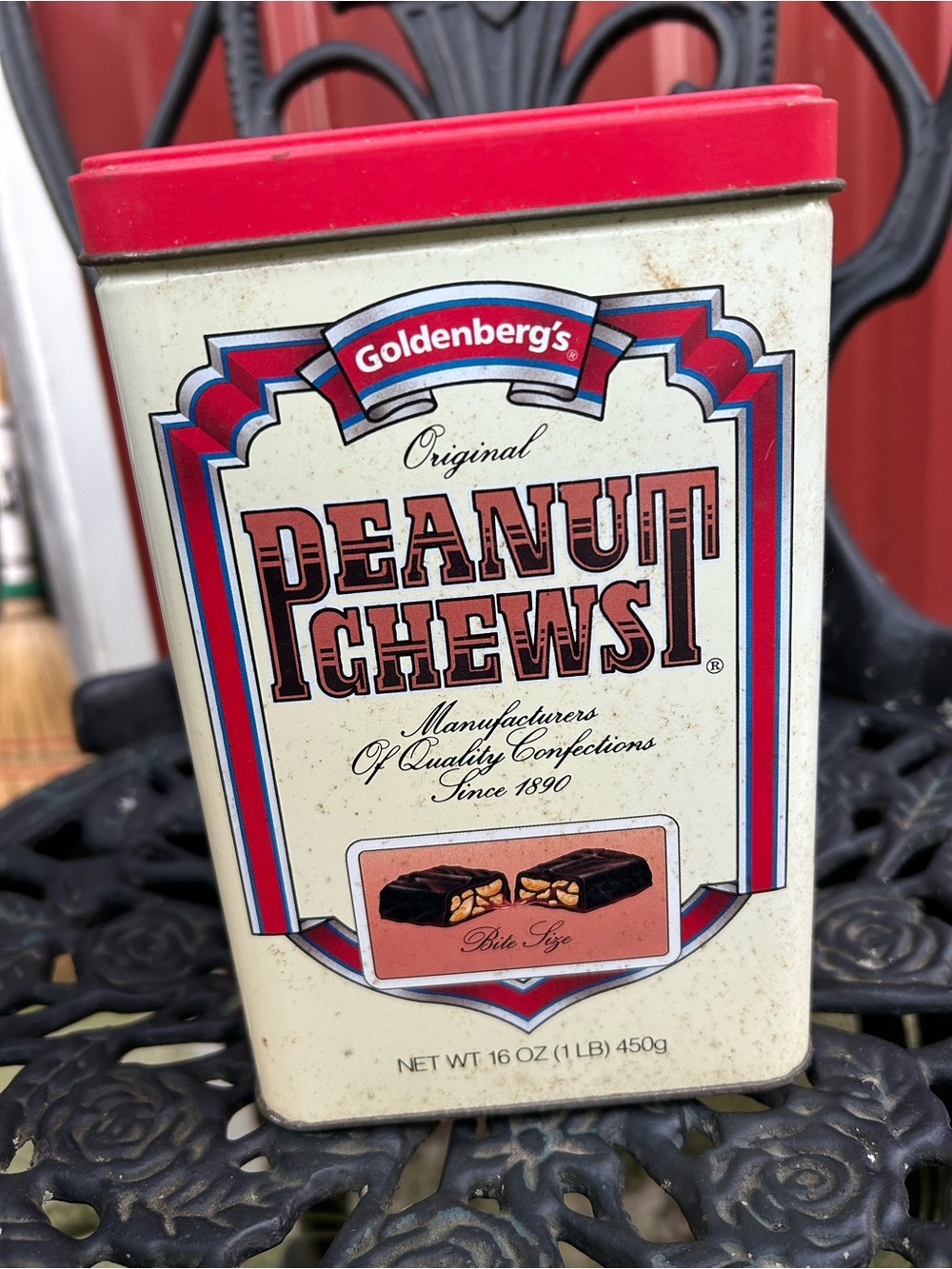 Original Peanut Chews Tin - Red and Cream